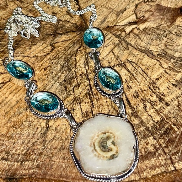 Solar Quartz Statement Necklace 15” - 17” - Picture 5 of 13